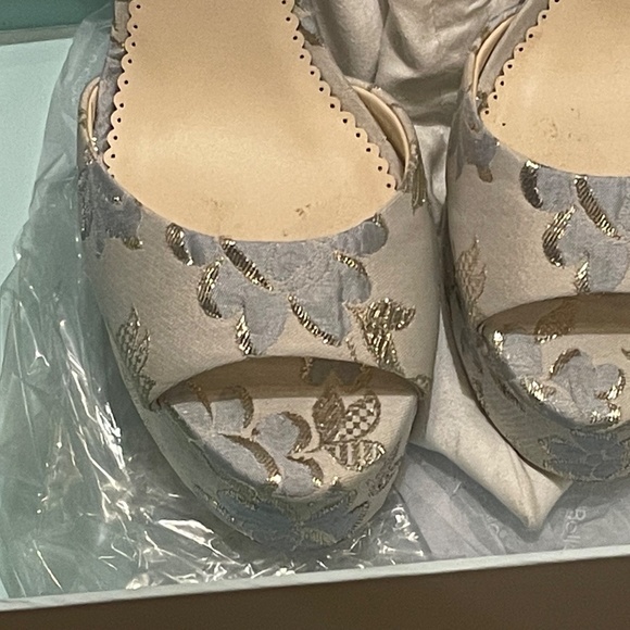 Bella Belle Catarina Blue & Silver Jacquard Platform Sandals, US Size 7 - Picture 7 of 10